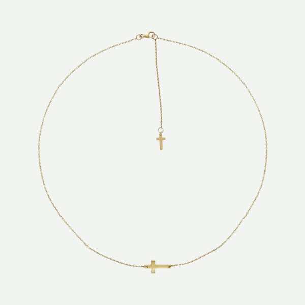 Top View of Yellow Gold UNBOUND Christian Necklace For Women