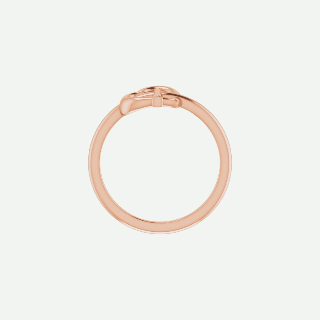 Top View of Rose Gold FAITH Christian Ring For Women