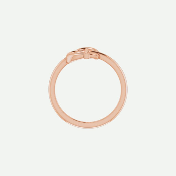 Top View of Rose Gold FAITH Christian Ring For Women