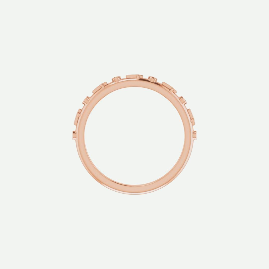 Top View of Rose Gold GRACE Christian Ring For Women 1.1 mm