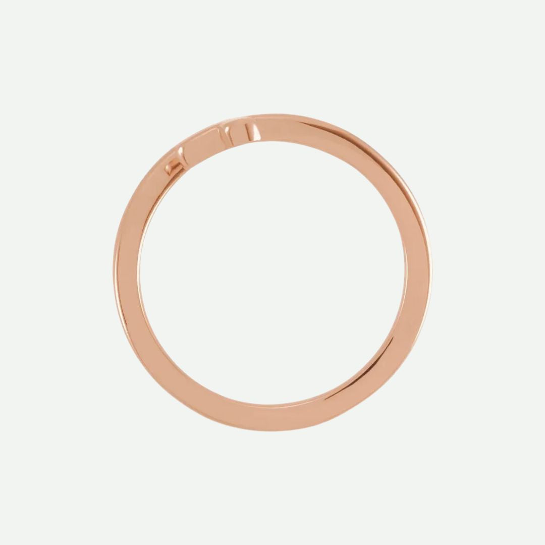 Top View of Rose Gold HUGGED Christian Ring For Women