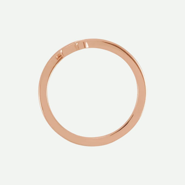 Top View of Rose Gold HUGGED Christian Ring For Women