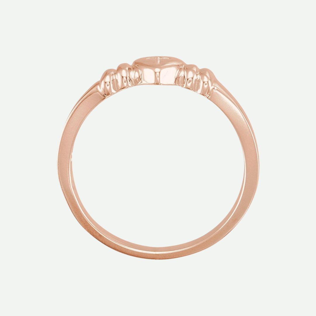 Top View of Rose Gold INNOCENCE Christian Ring For Women