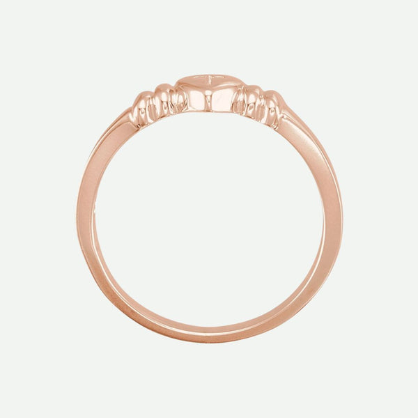 Top View of Rose Gold INNOCENCE Christian Ring For Women