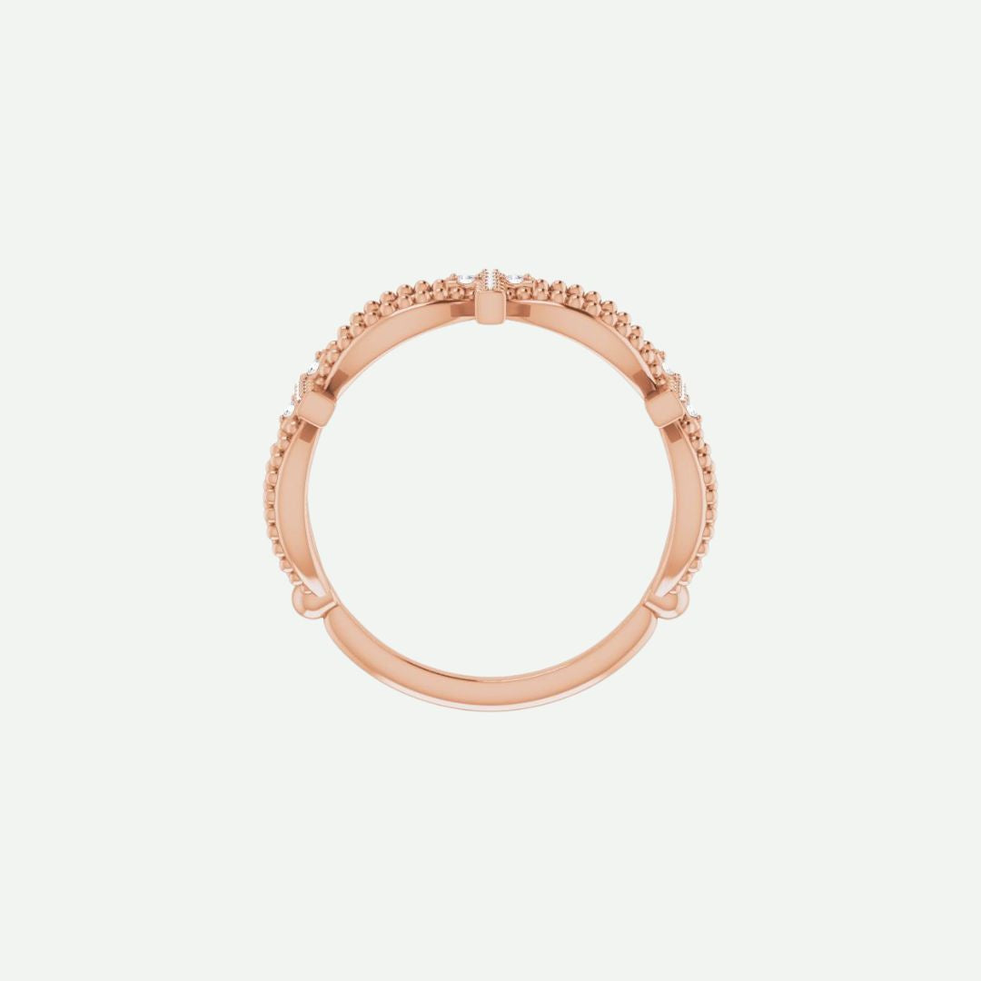 Top View of Rose Gold PERFECT LOVE Christian Ring For Women