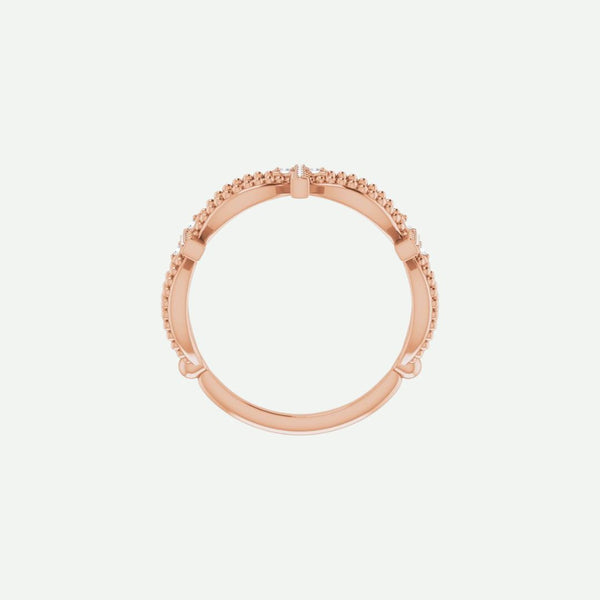 Top View of Rose Gold PERFECT LOVE Christian Ring For Women