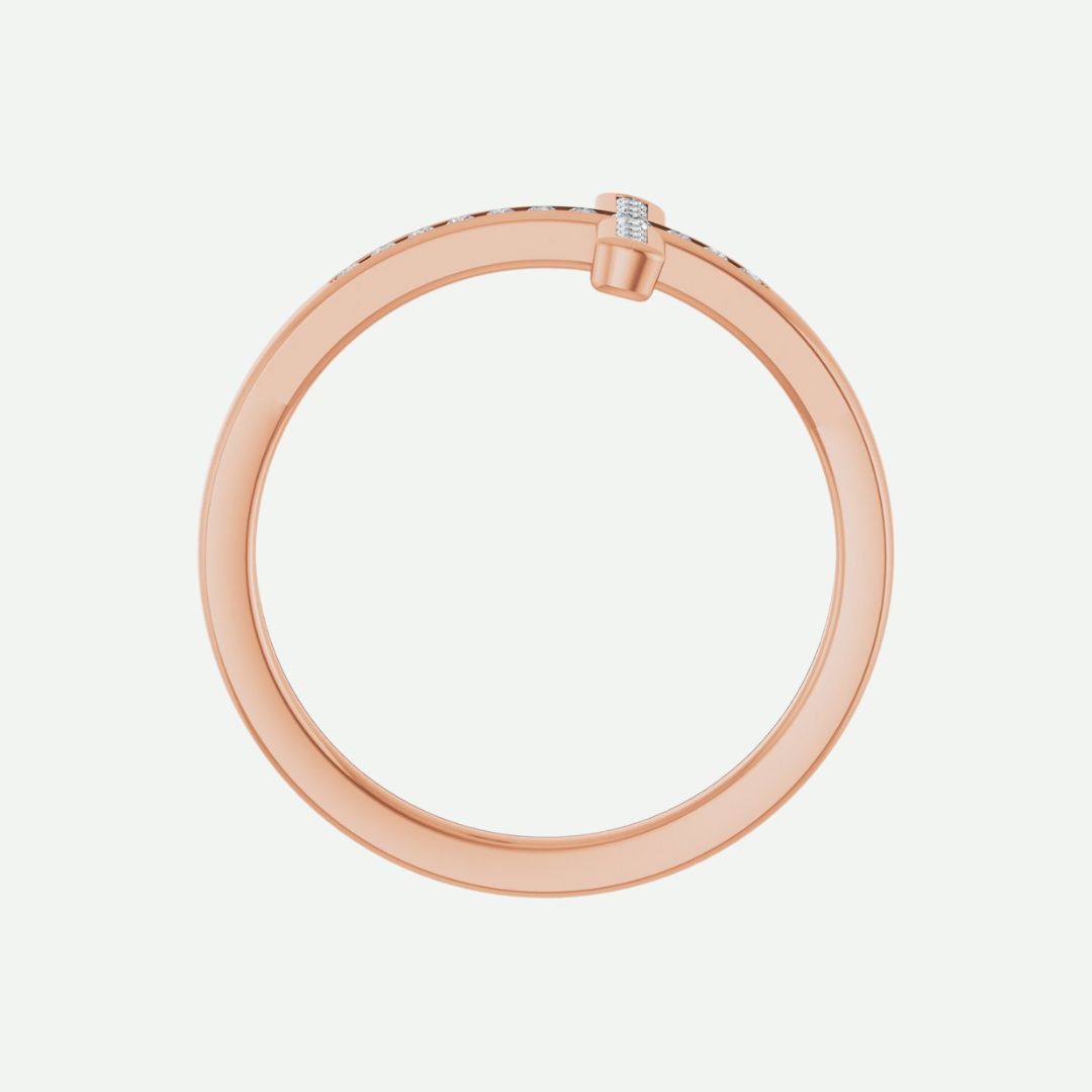 Top View of Rose Gold REDEEMED Christian Ring For Women