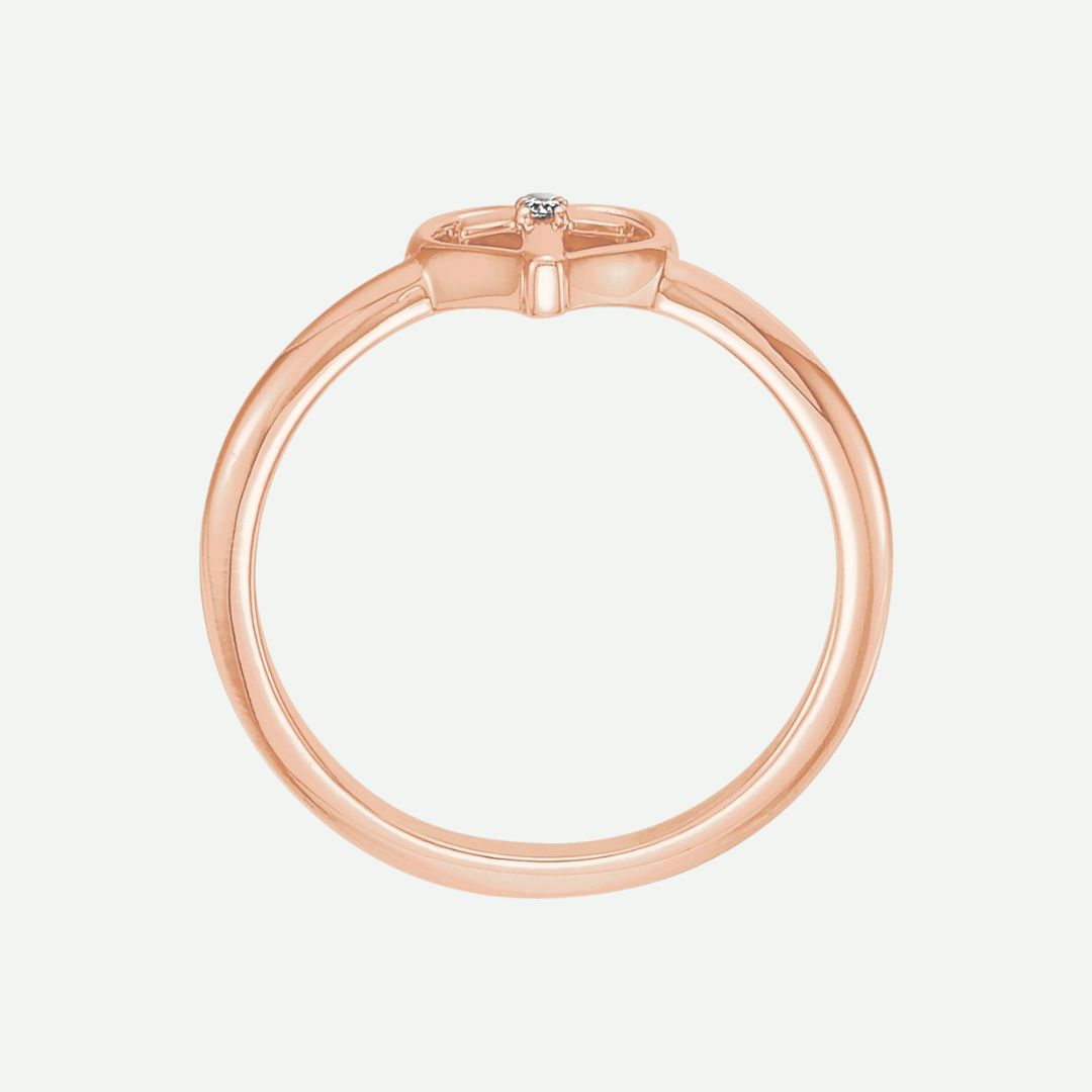 Top View of Rose Gold TRUE LOVE Christian Ring For Women
