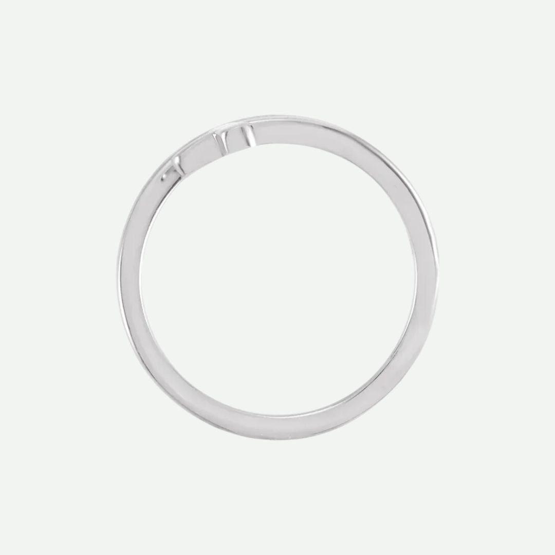 Top View of Sterling Silver HUGGED Christian Ring For Women