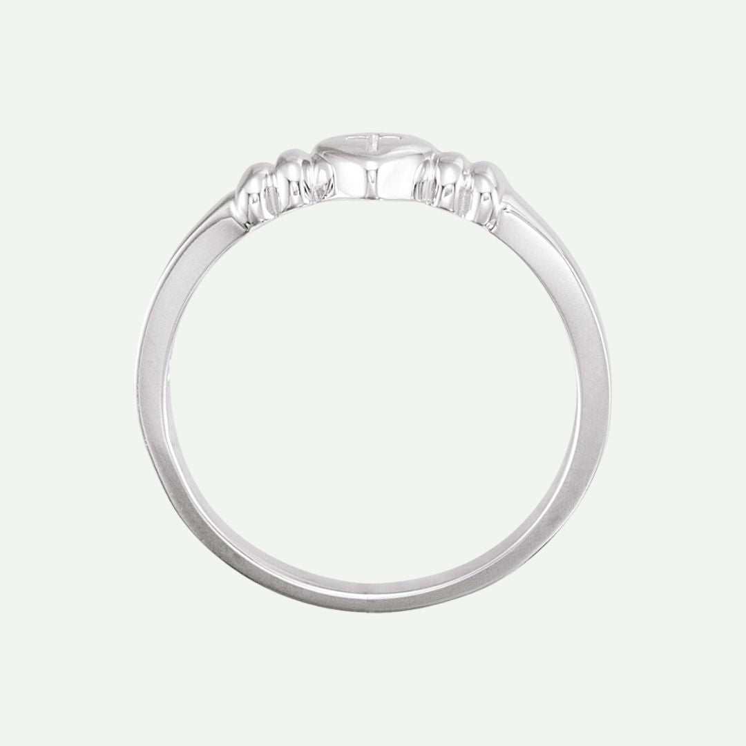 Top View of Sterling Silver INNOCENCE Christian Ring For Women