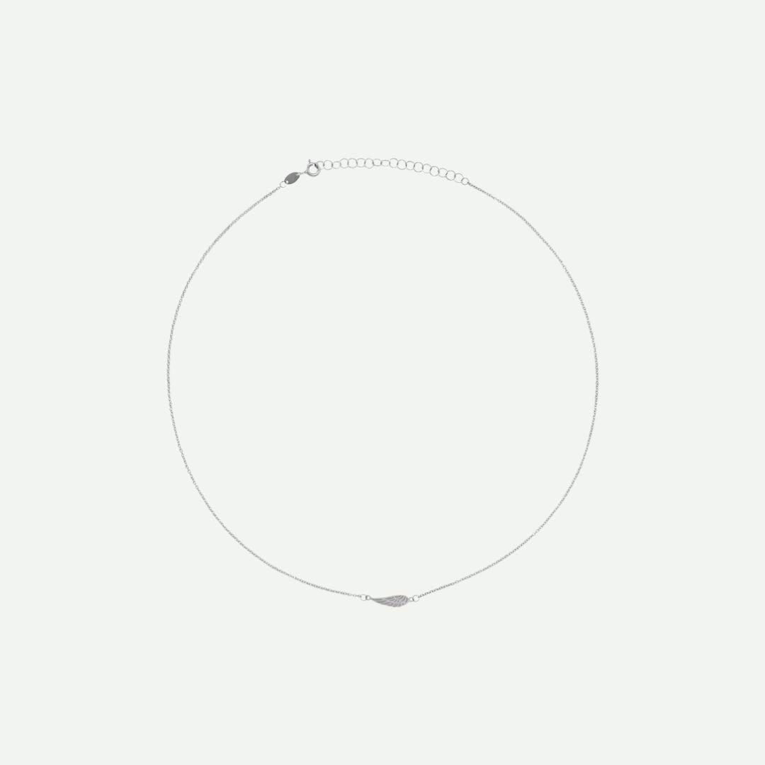 Top View of White Gold ANGEL WING Christian Necklace For Women