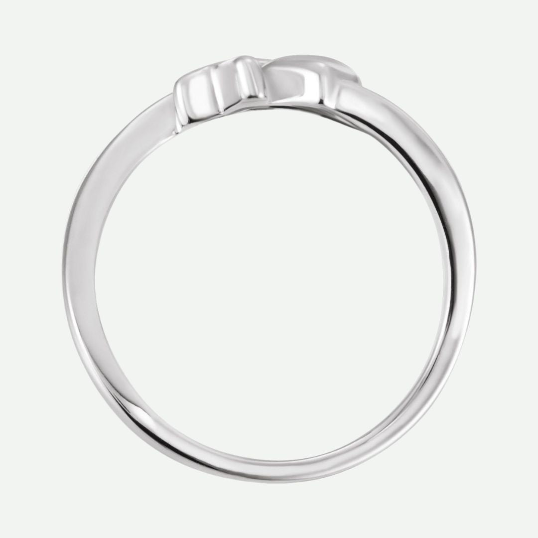 Top View of White Gold CHASTITY Christian Ring For Women