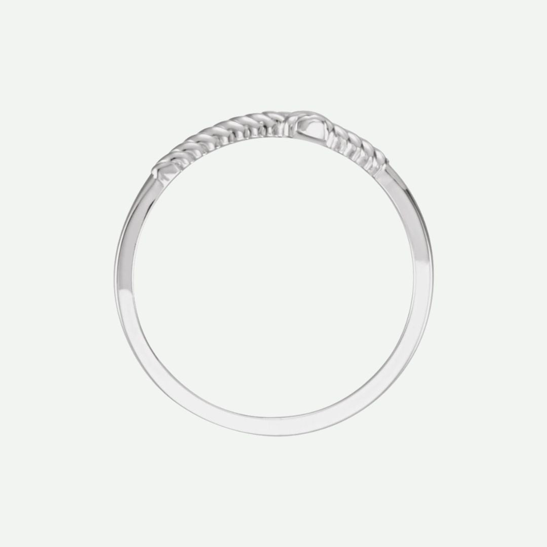 Top View of White Gold FREEDOM Christian Ring For Women