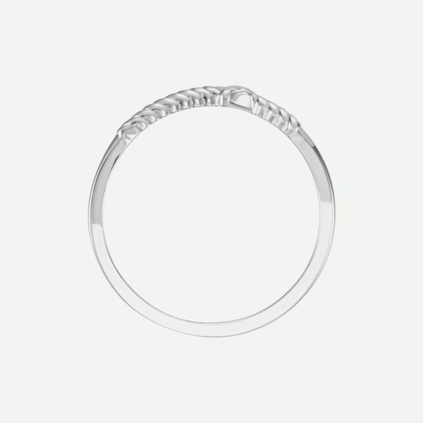 Top View of White Gold FREEDOM Christian Ring For Women