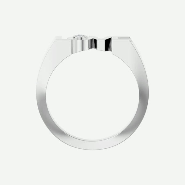 Top View of White Gold LOVE Christian Ring For Women