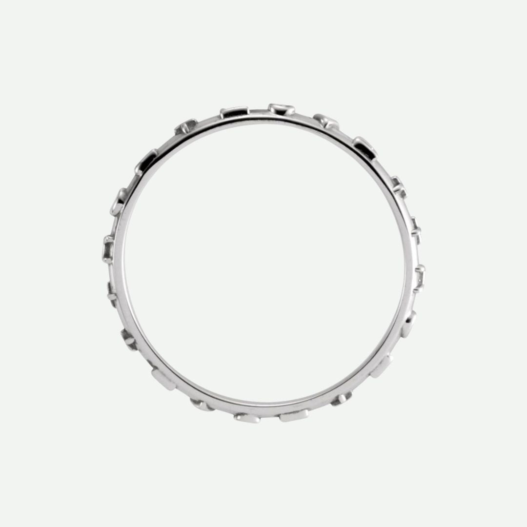Top View of White Gold PATIENCE Christian Ring For Women