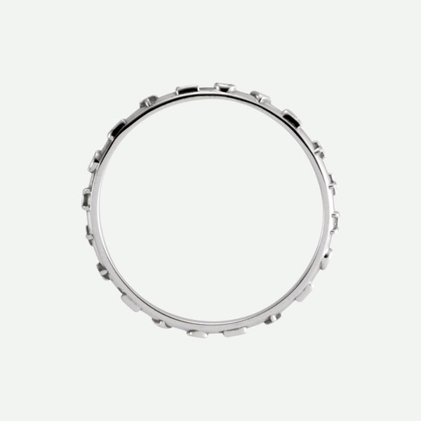 Top View of White Gold PATIENCE Christian Ring For Women
