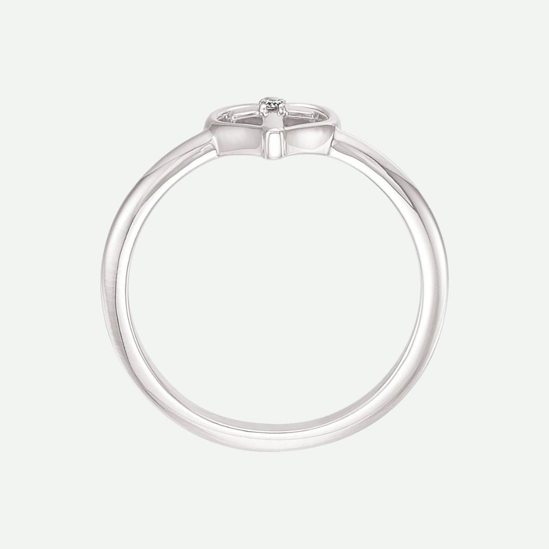 Top View of White Gold TRUE LOVE Christian Ring For Women