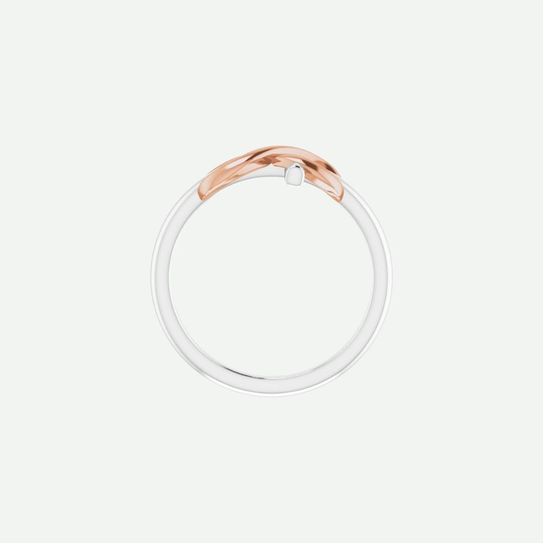 Top View of White & Rose Gold INFINITE LOVE Christian Ring For Women