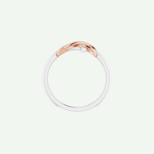 Top View of White & Rose Gold INFINITE LOVE Christian Ring For Women