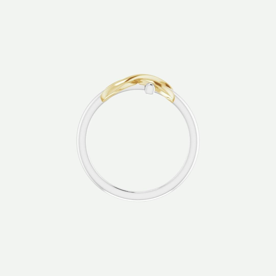 Top View of White & Yellow Gold INFINITE LOVE Christian Ring For Women