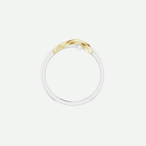 Top View of White & Yellow Gold INFINITE LOVE Christian Ring For Women