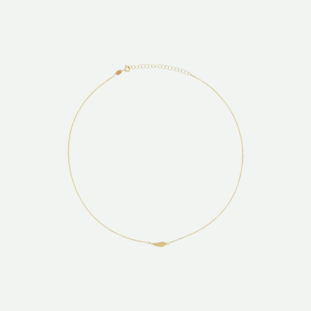 Top View of Yellow Gold ANGEL WING Christian Necklace For Women