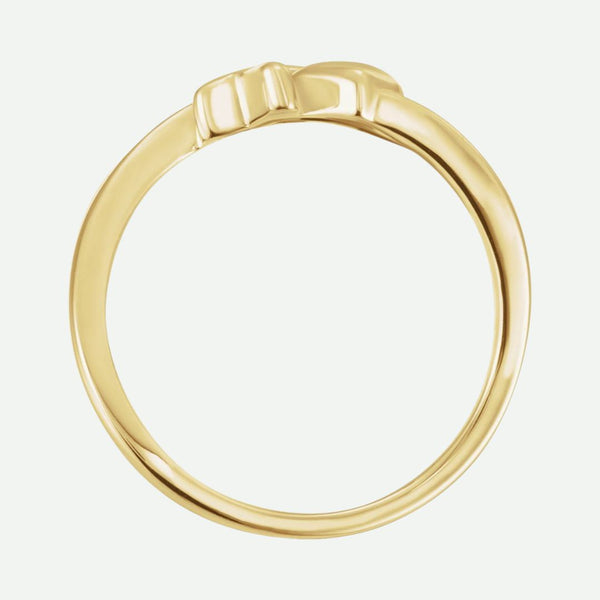 Top View of Yellow Gold CHASTITY Christian Ring For Women