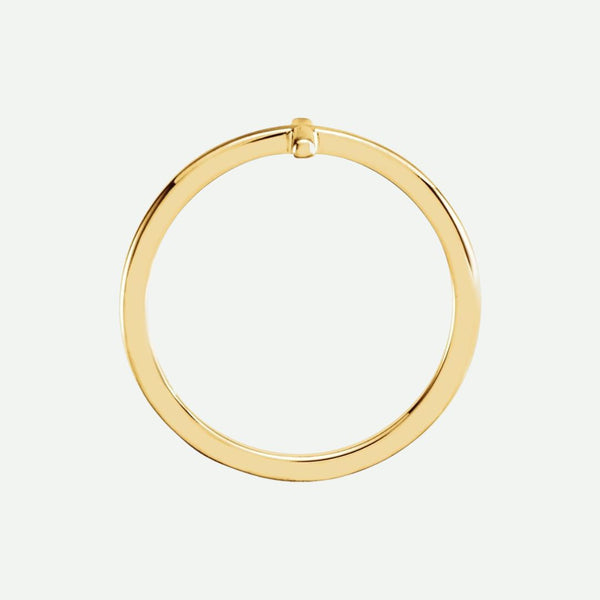 Top View of Yellow Gold FAITHFUL Christian Ring For Women