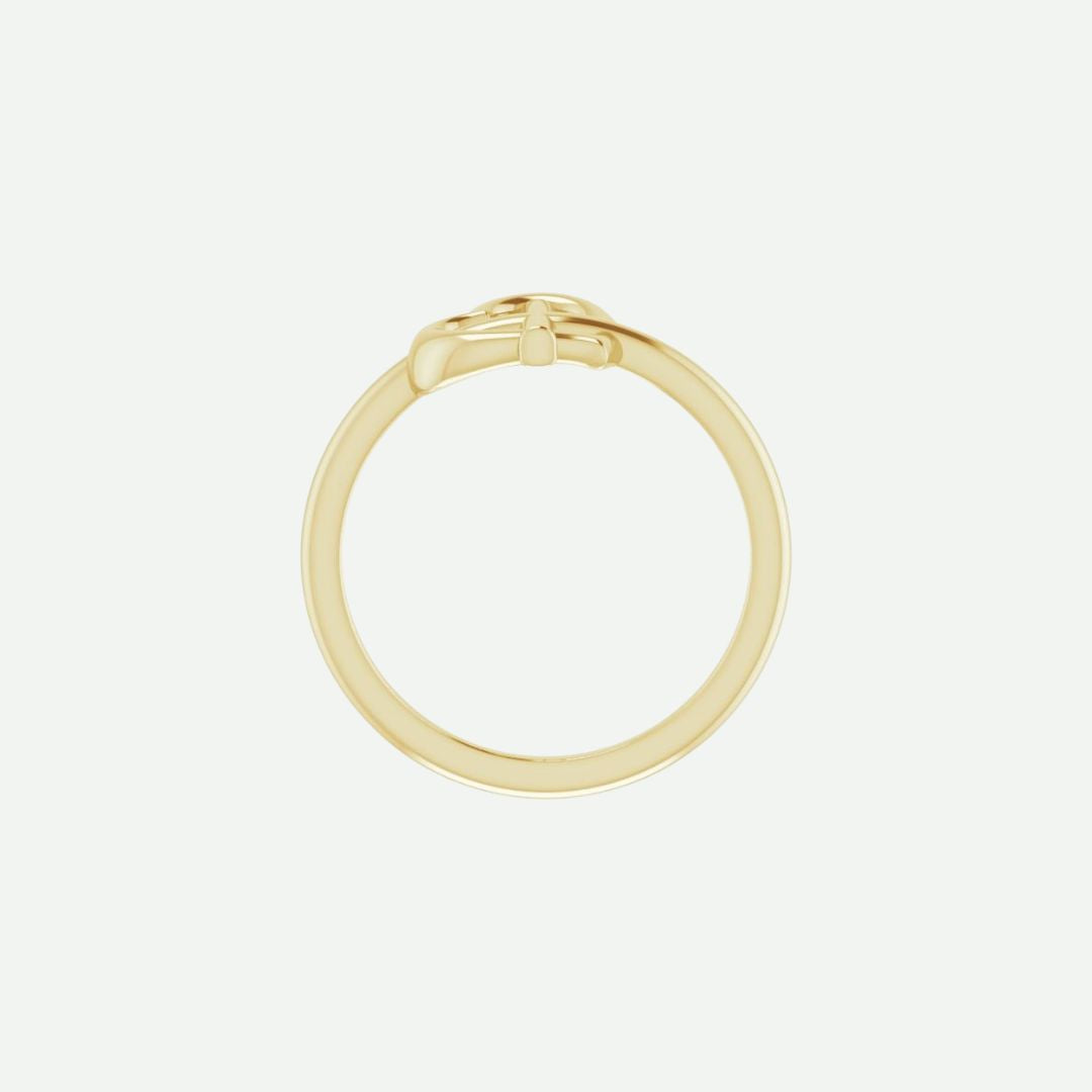 Top View of Yellow Gold FAITH Christian Ring For Women
