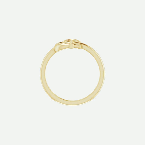 Top View of Yellow Gold FAITH Christian Ring For Women