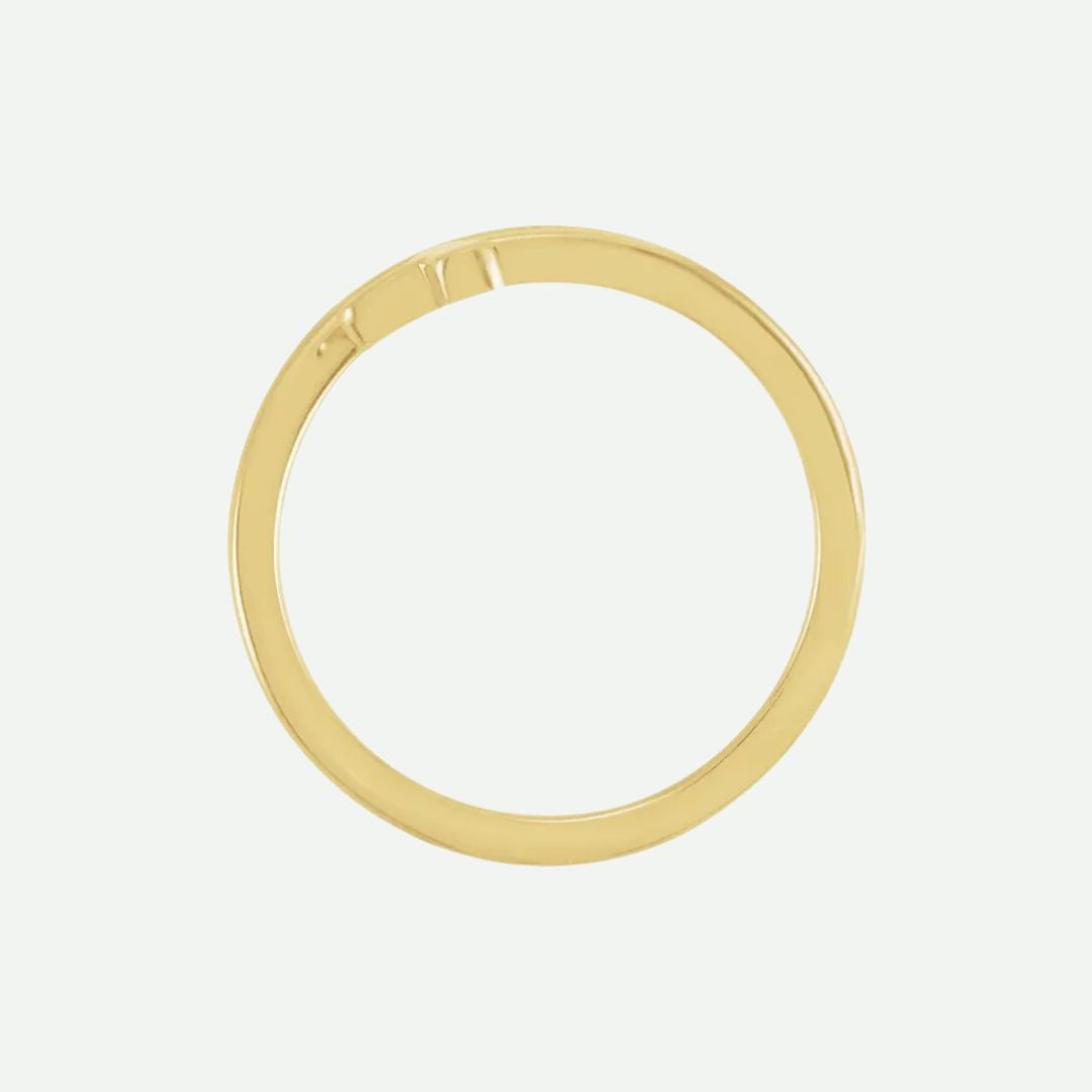 Top View of Yellow Gold HUGGED Christian Ring For Women