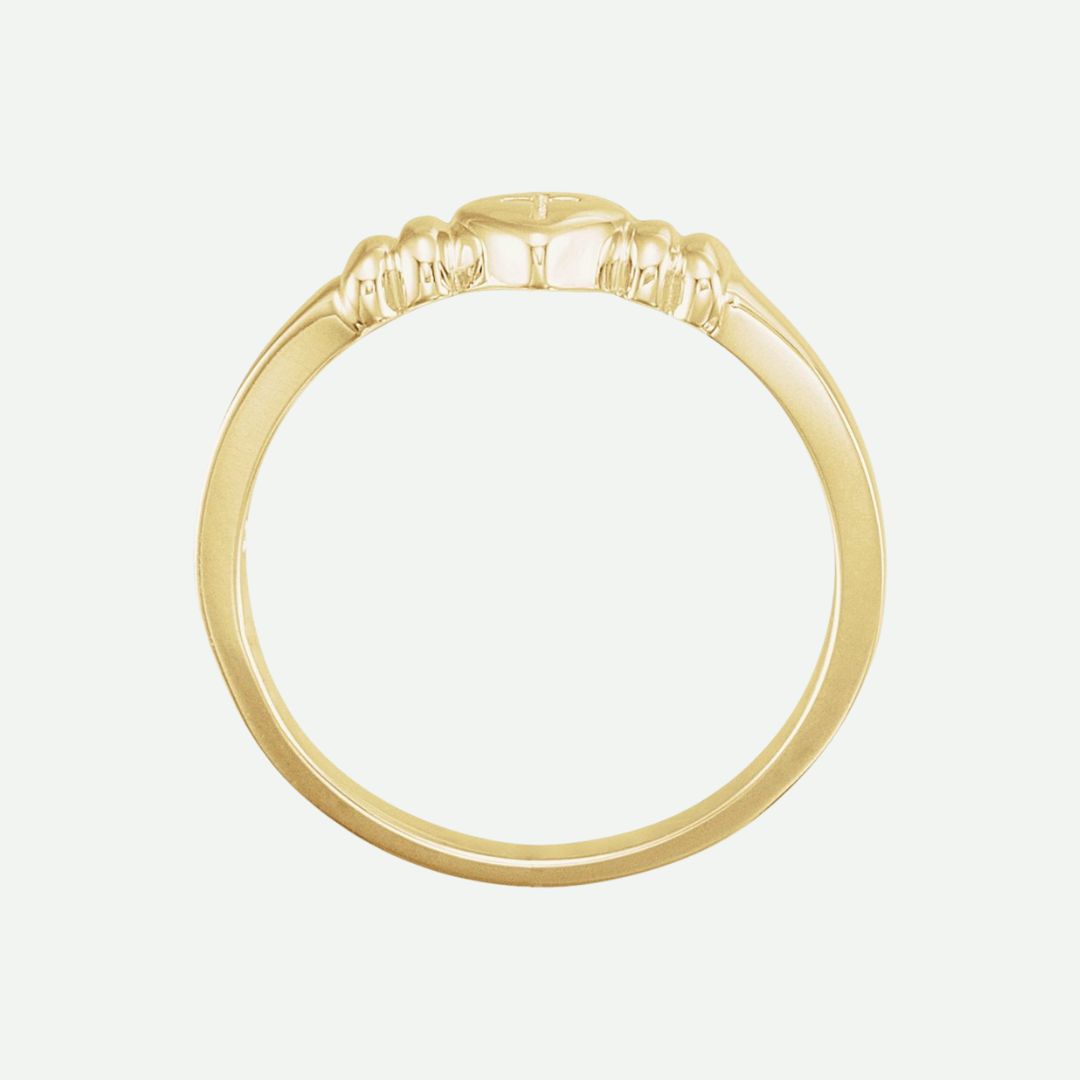 Top View of Yellow Gold INNOCENCE Christian Ring For Women