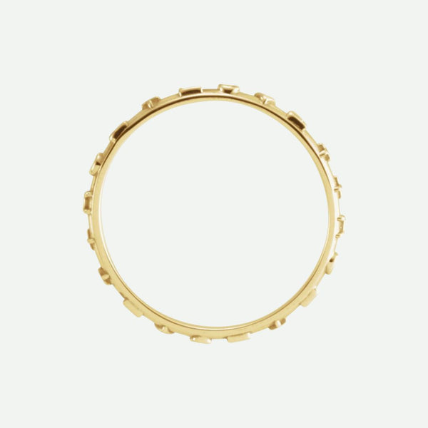 Top View of Yellow Gold PATIENCE Christian Ring For Women