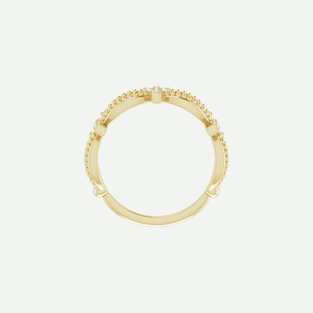 Top View of Yellow Gold PERFECT LOVE Christian Ring For Women