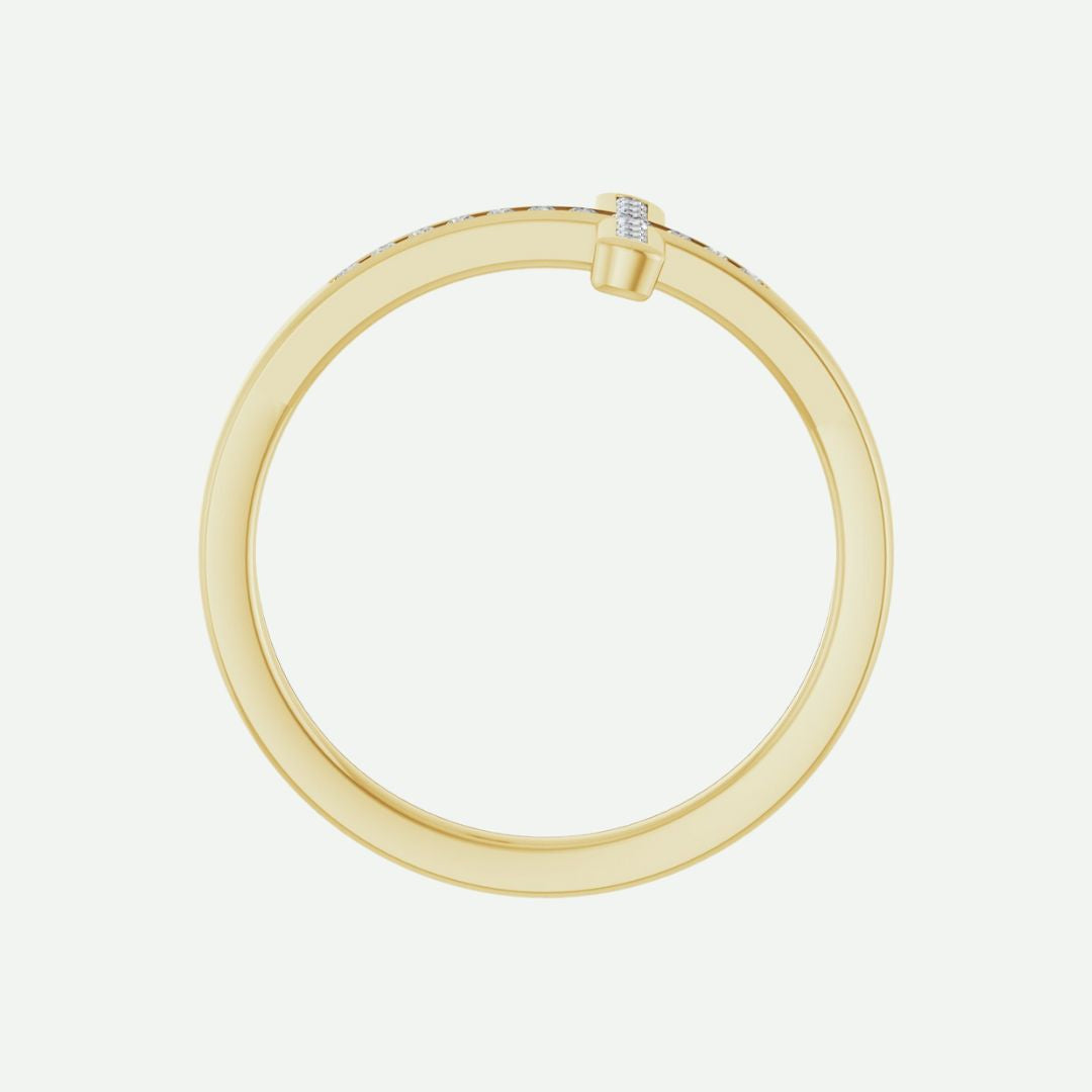 Top View of Yellow Gold REDEEMED Christian Ring For Women