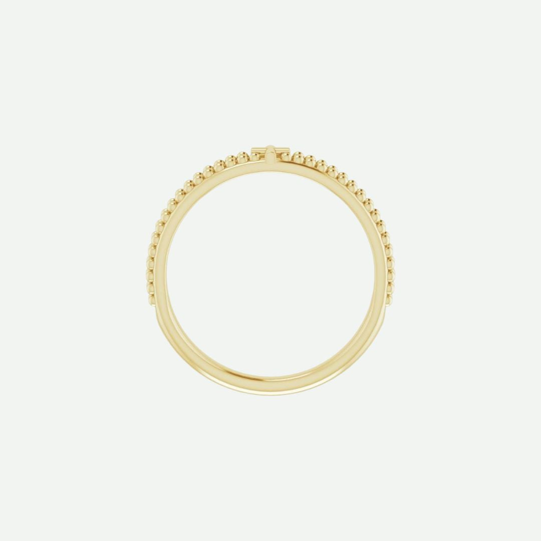 Top View of Yellow Gold TIMELESS Christian Ring For Women