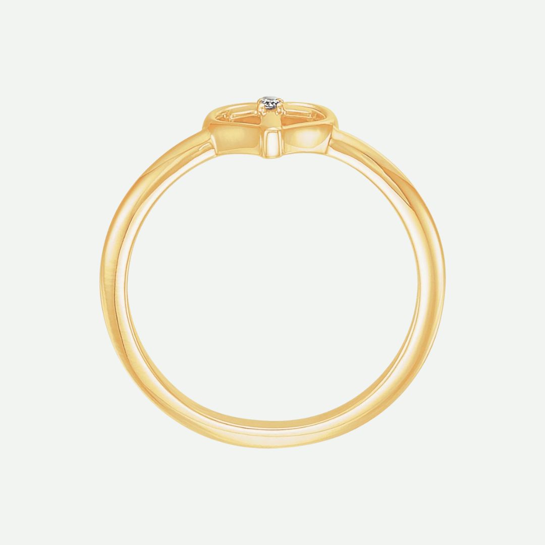 Top View of Yellow Gold TRUE LOVE Christian Ring For Women