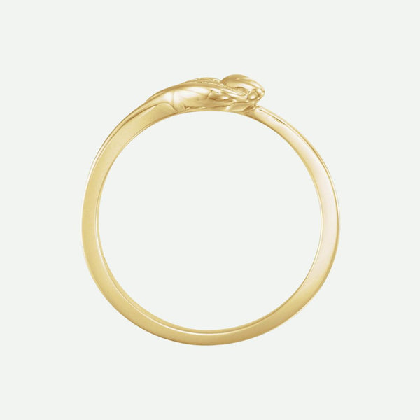 Top View of Yellow Gold UNBLOSSOMED Christian Ring For Women