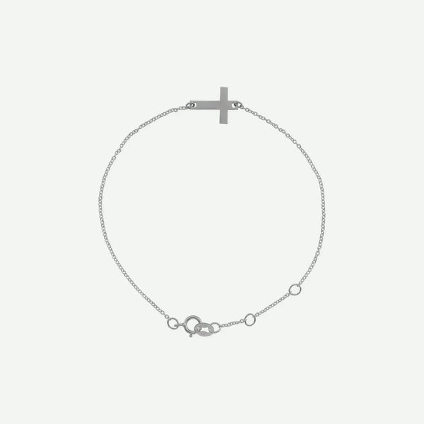 Top view of white gold CARRIED Christian bracelet for women