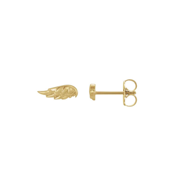 Yellow gold Christian angel wing earrings – symbols of protection and divine guidance