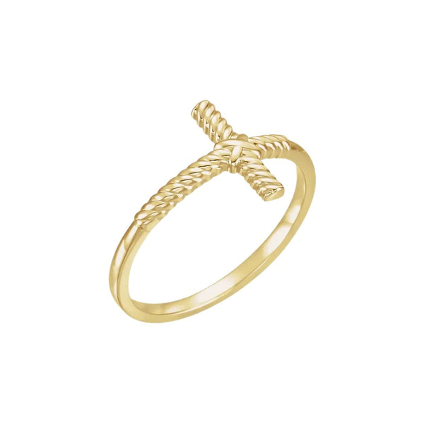 Yellow gold Christian cross ring – elegant symbol of faith and devotion