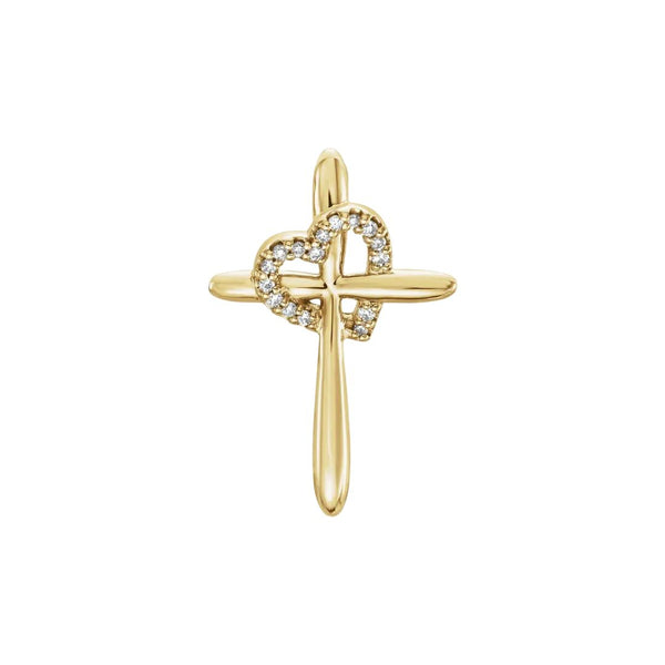 Yellow gold heart and cross pendant from Glor-e – Christian jewelry uniting love and faith in one elegant design
