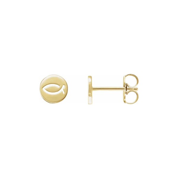 Yellow gold Ichthus earrings from Glor-e – elegant Christian jewelry with the sacred fish symbol of early faith