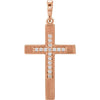 Front view of rose gold Diamond Cross Unisex Christian Pendant