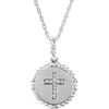 Front view of sterling silver Rope Cross Diamond Christian Necklace