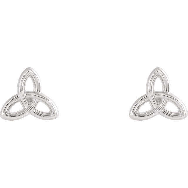Front view of sterling silver Trinity Christian Earrings For Women