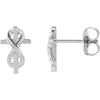 Mixed view of sterling silver Infinity-Inspired Cross Christian Earrings