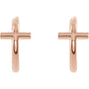 Front view of rose gold Cross J-Hoop Christian Earrings