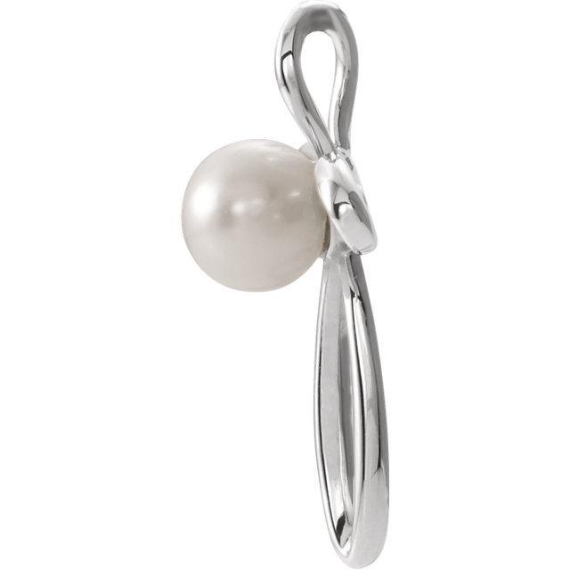 Side view of sterling silver Pearl Cross Christian Pendant For Women